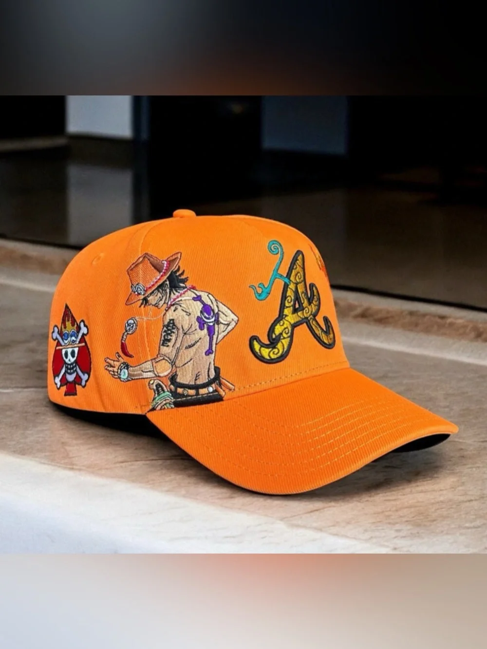 One Piece Ace New Era Orange Embroidered Graphic Baseball Cap